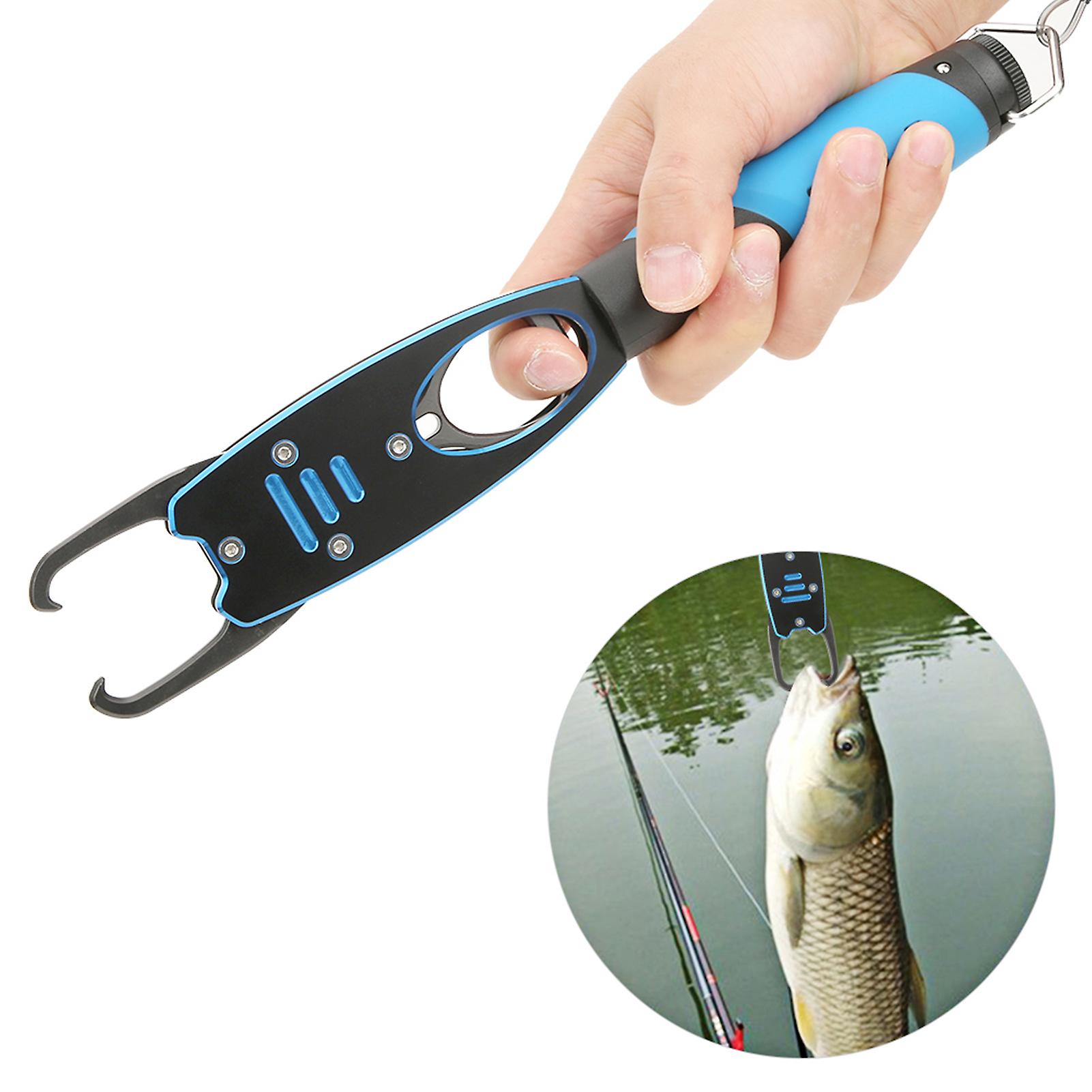 Outdoor Aluminum Alloy Lure Fishing Pliers Fish Controller Tong Set With Non-slip Handlebl-040 With Weight Device Blue