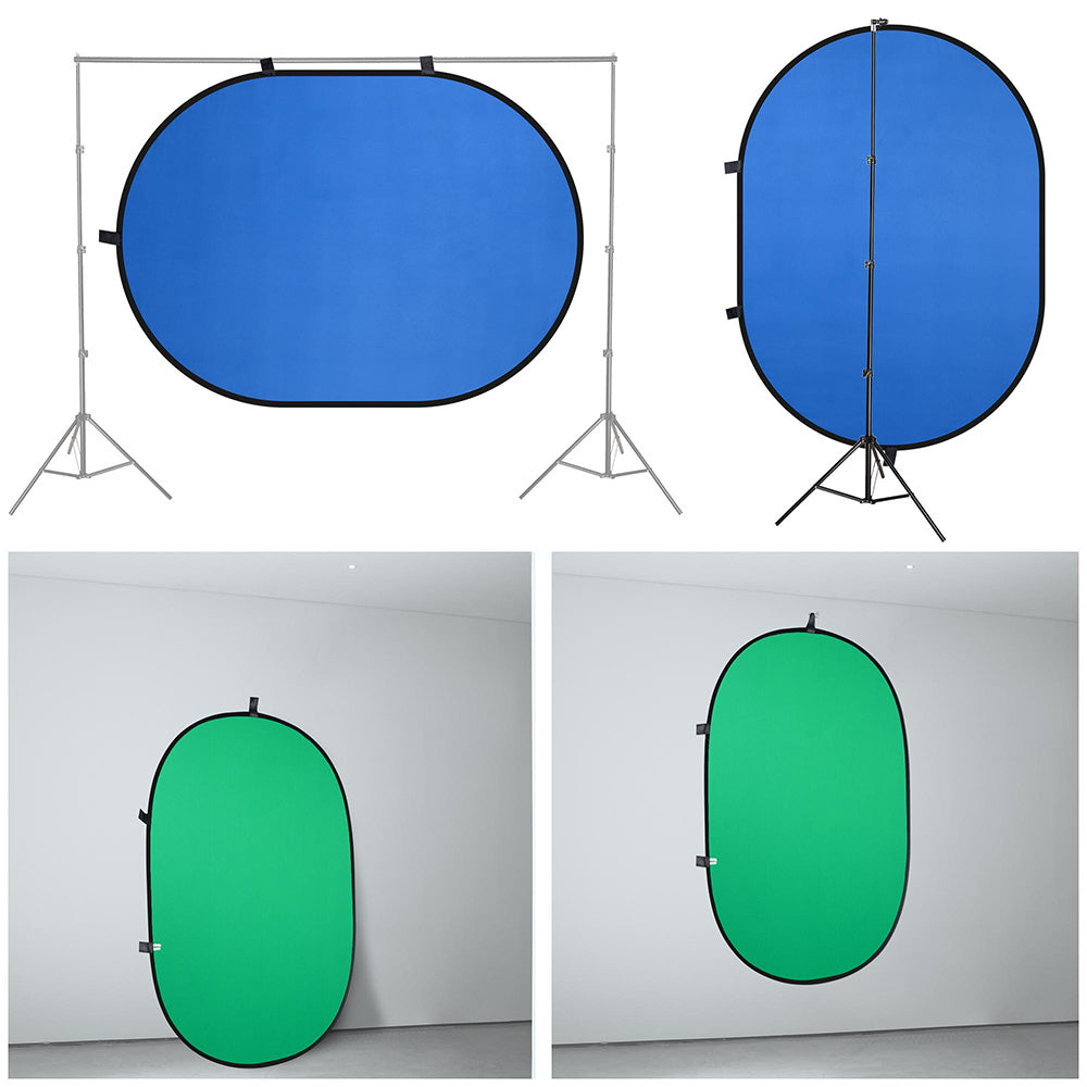 Yescom Blue-Green Chromakey Collapsible Background with Stand, 5'x7'