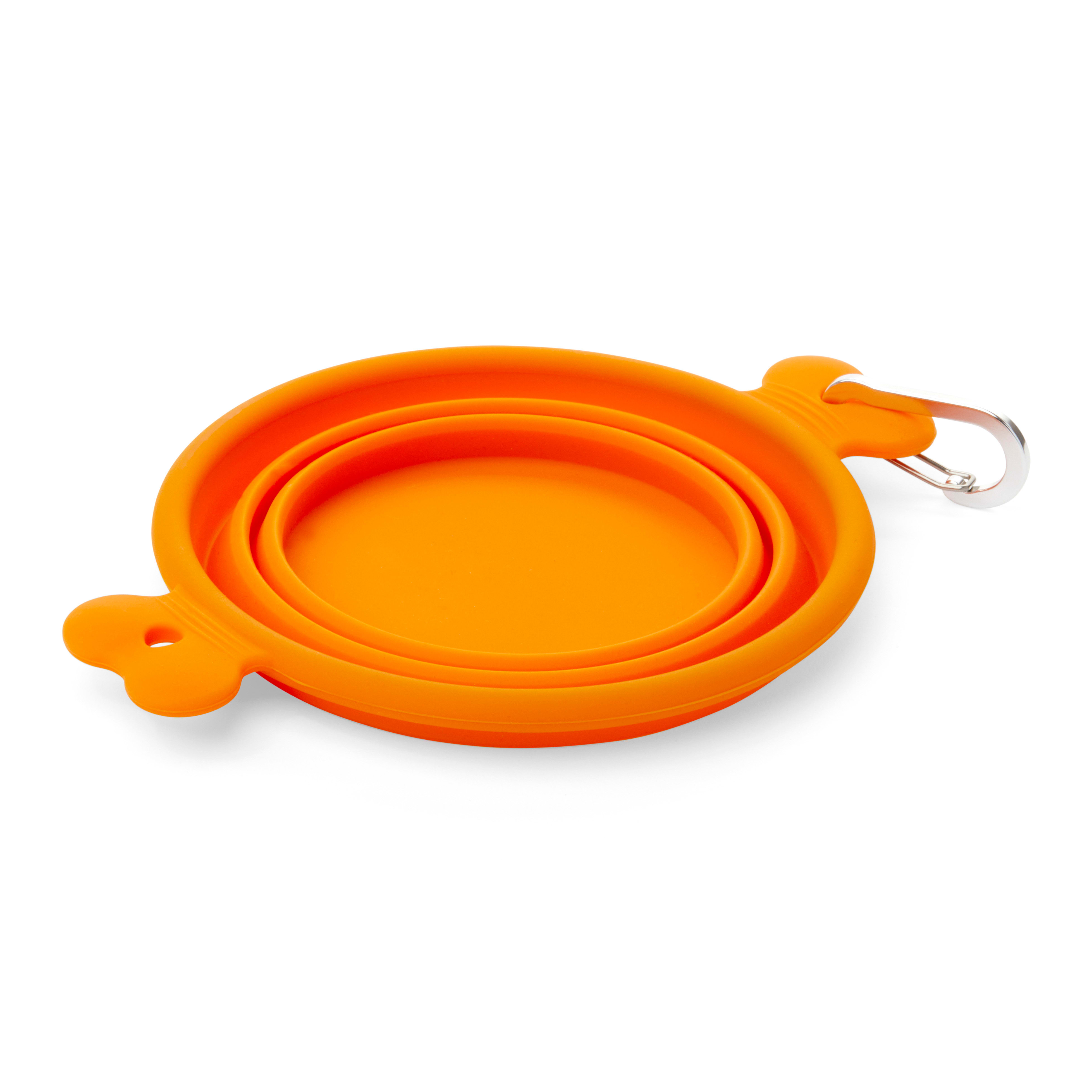 EveryYay Open-Air Eats Orange Collapsible Bowl for Dogs， 3 Cups