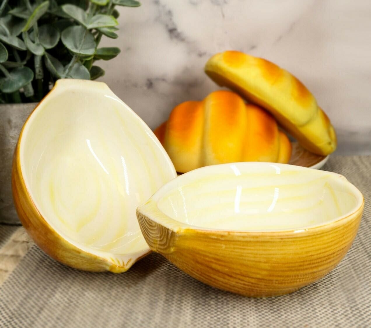 1 Yellow Onions Design Small Ceramic Serving Sauce Dipping Bowls Set of 2 EBR02