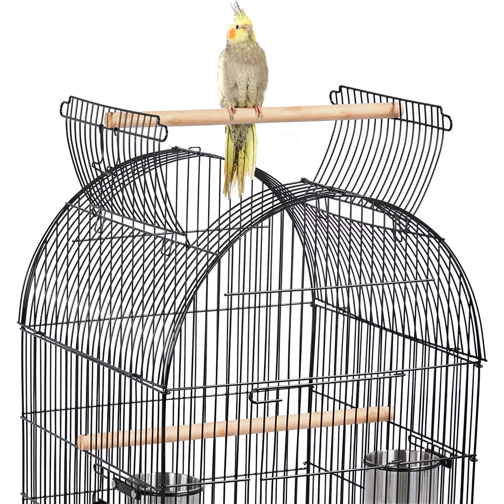 Yaheetech 59'' H Open Top Metal Bird Cage Rolling Parrot Cage with Stand For Small Birds Parakeet Lovebirds Cockatiel Canary， Black