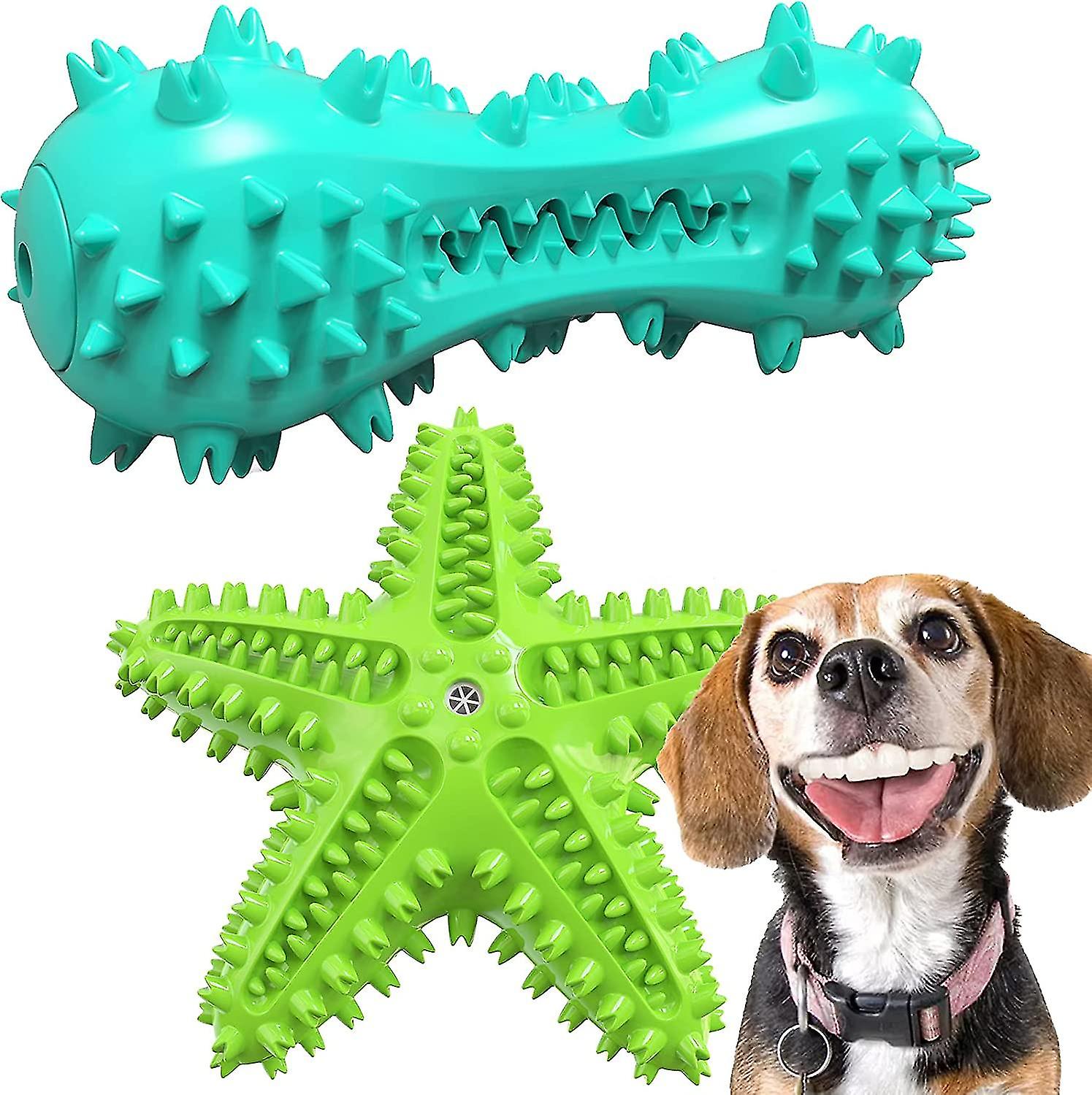 Dog Toothbrush Dog Chew Toy Bite Resistant Teeth Cleaning Stick Tpr Sound Toy 2 Pcs