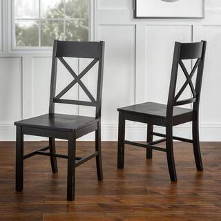 Walker Edison Furniture Company Millwright Antique Black Wood Dining Chair (Set of 2) HDHW2BL