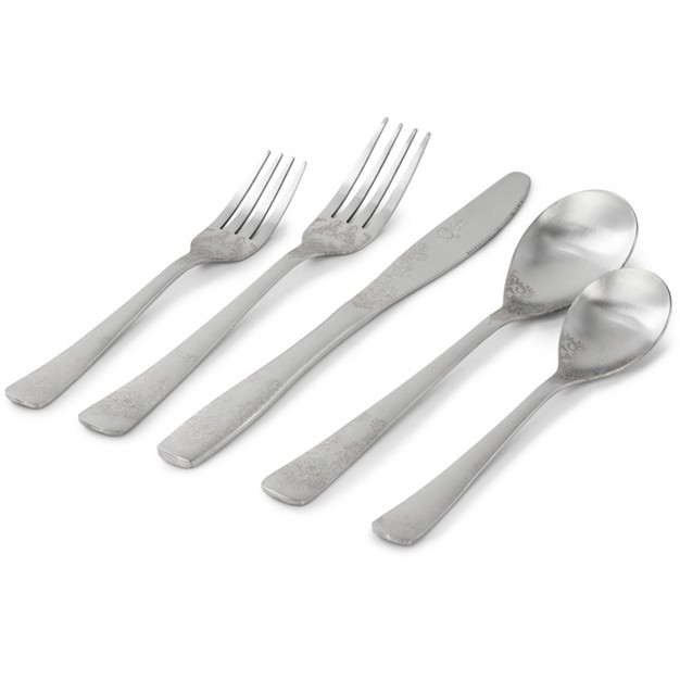 Gibson Home Bishop Hill 20 Piece Stainless Steel Floral Flatware Set In Matte Silver