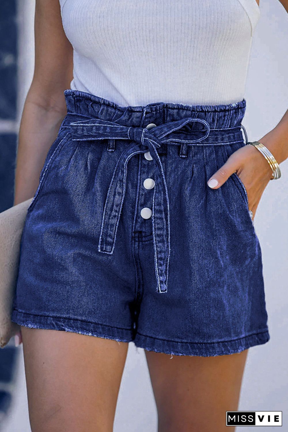 Denim Elastic Waist Pocket Jeans Short Wholesale