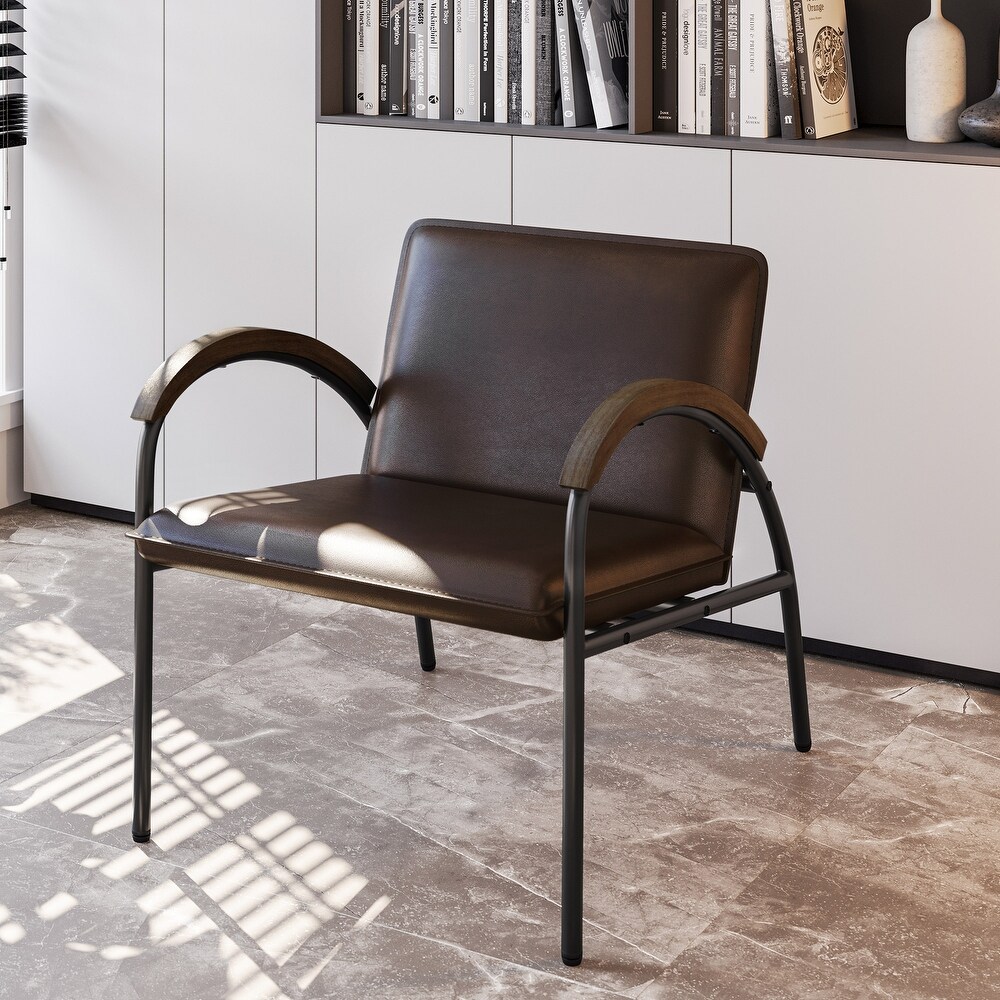 BELLEZE Apex Faux Leather Accent Chair w/ Unique Curved Design