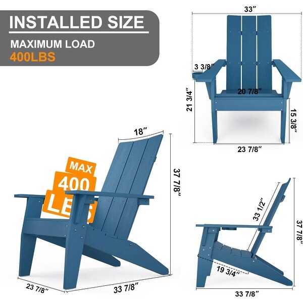 WINSOON 2Piece All Weather HIPS Outdoor Adirondack Chair with CupHolder and Ottoman