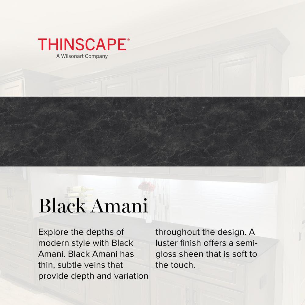 THINSCAPE 25 in W x 22 in Vanity Top in Black Amani with Single White Sink and 4 in Faucet Spread