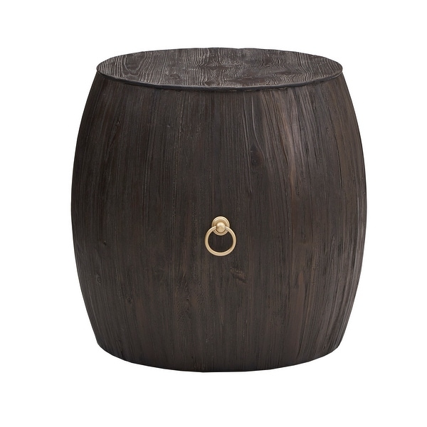 Jaune Reclaimed Wood and Gold Ring Wine Barrel End Table by iNSPIRE Q Artisan