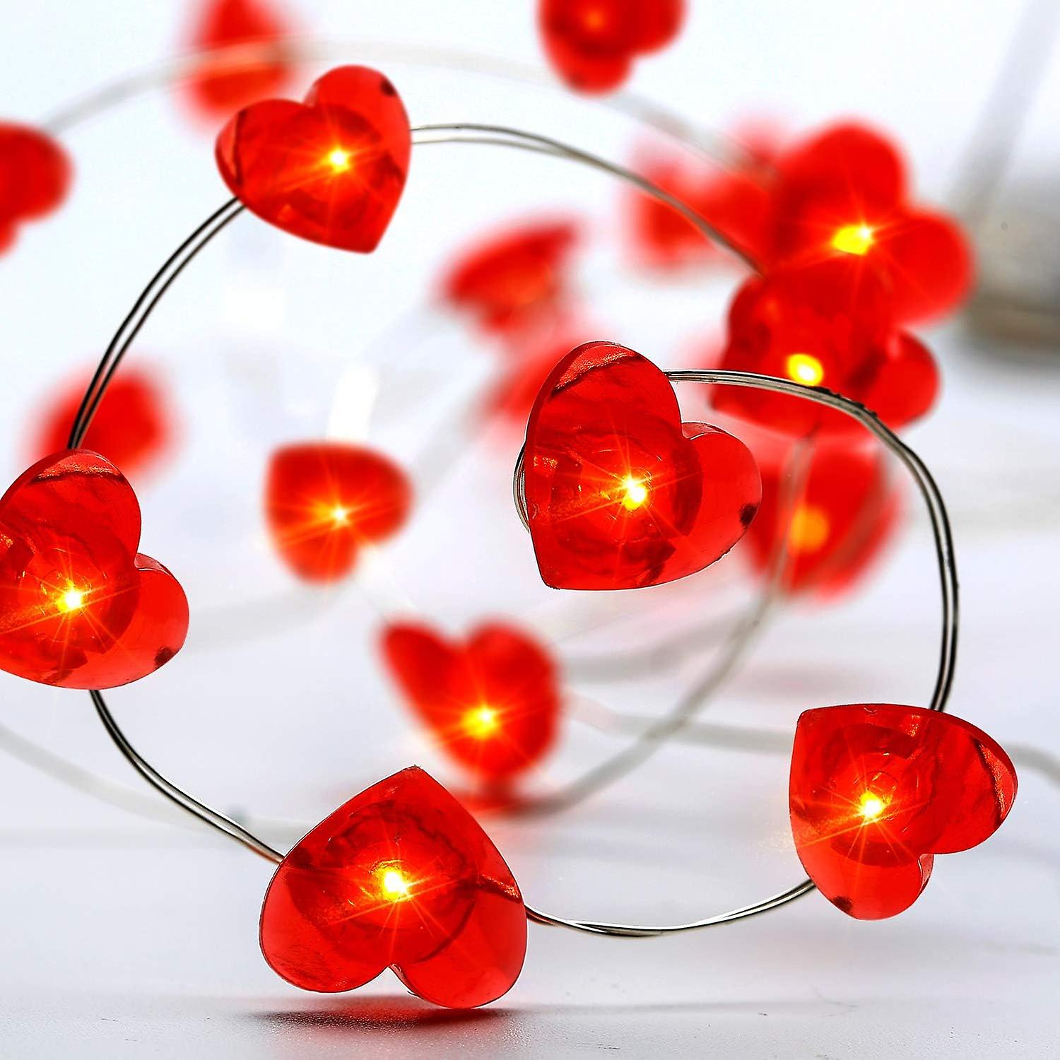 10ft 30 Led Battery Operated Fairy Lights With 8 Twinkle Modes， Remote Control And Timer For Halloween， Birthday Parties， Home Decoration Heart Shape