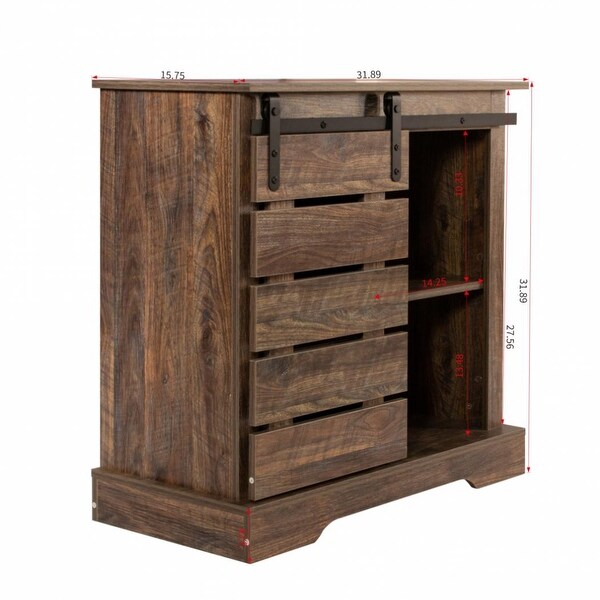 Buffet sideboard with sliding barn door