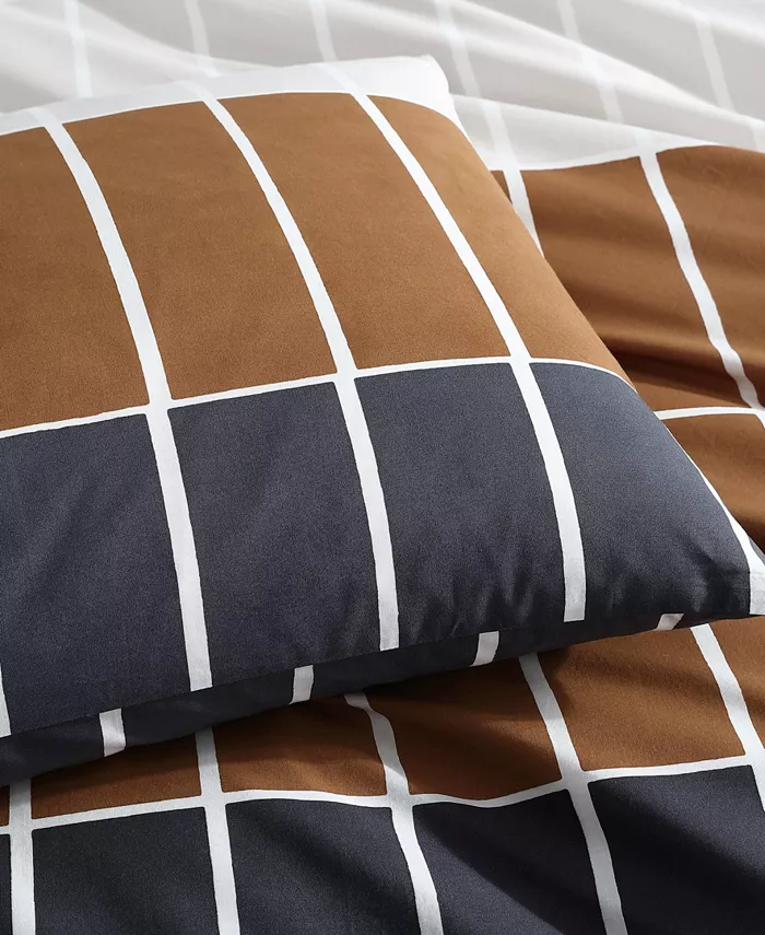 Marimekko Tiiliskivi Raita Cotton 3 Piece Duvet Cover Set， Full Queen