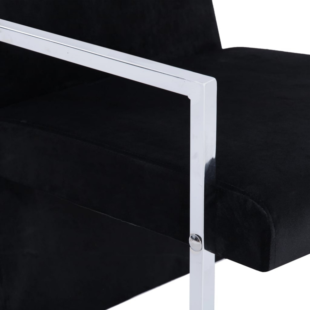 vidaXL Accent Chair Accent Single Sofa Chair with Chrome Feet Black Velvet   Contemporary   Armchairs And Accent Chairs   by vidaXL LLC  Houzz