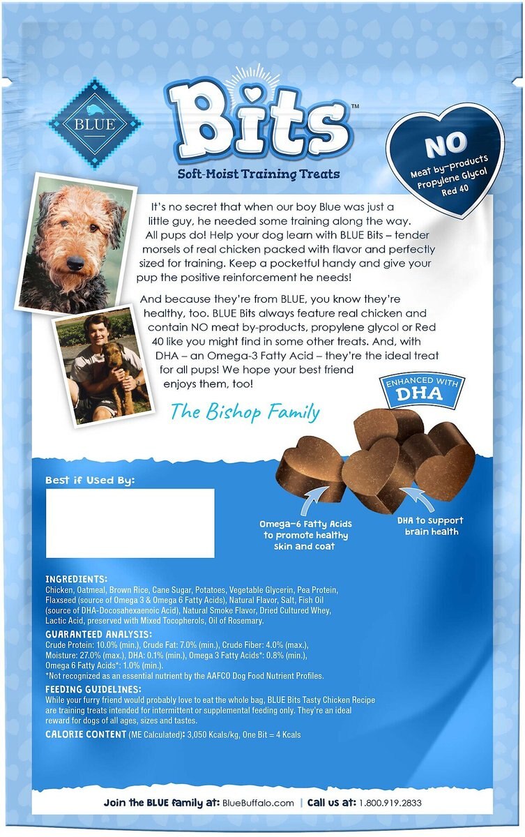 Blue Buffalo Blue Bits Tasty Chicken Recipe Soft-Moist Training Dog Treats