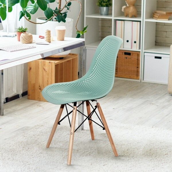 4 Pcs Modern Plastic Hollow Chair Set with Wood Leg - 22