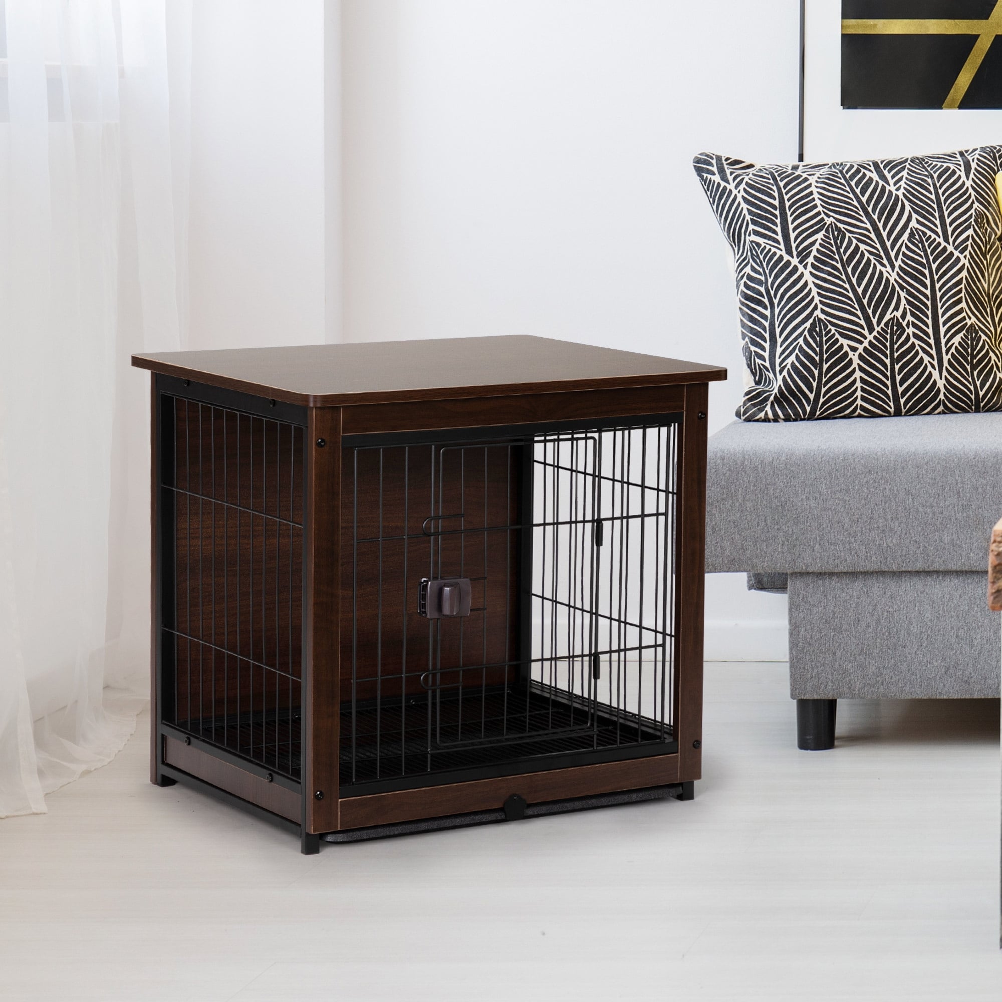 Side Table with Dog Cage Design， Small/ Medium/ Large Sizes to Choose