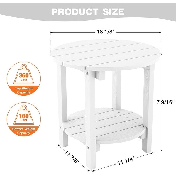 WINSOON All Weather HIPS Outdoor Side Table，Round Table