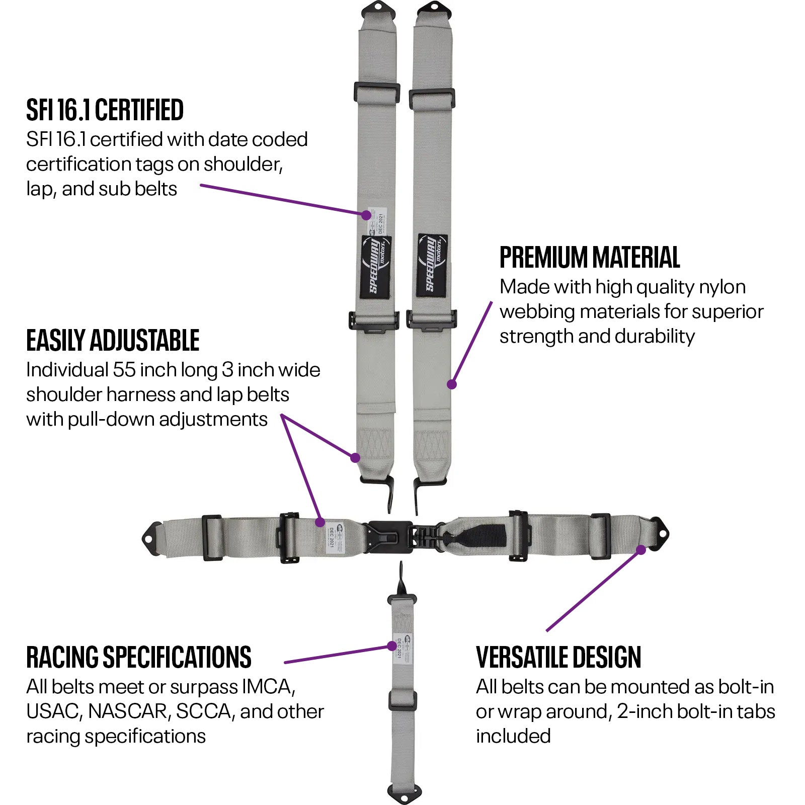 Elite Series Platinum 5 Point Harness Seat Belts and Install Kit