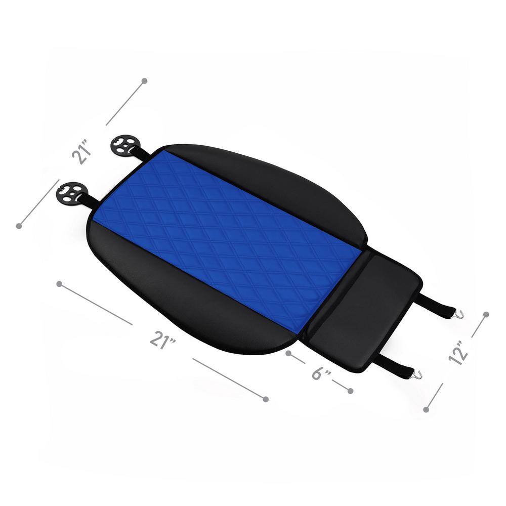 FH Group Faux Leather 21 in. x 21 in. x 1 in. Seat Cushion Pad with Front Pocket - Front Set DMPU211102BLUE