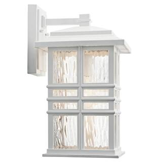 KICHLER Beacon Square 14.25 in. 1-Light White Outdoor Hardwired Wall Lantern Sconce with No Bulbs Included (1-Pack) 49830WH