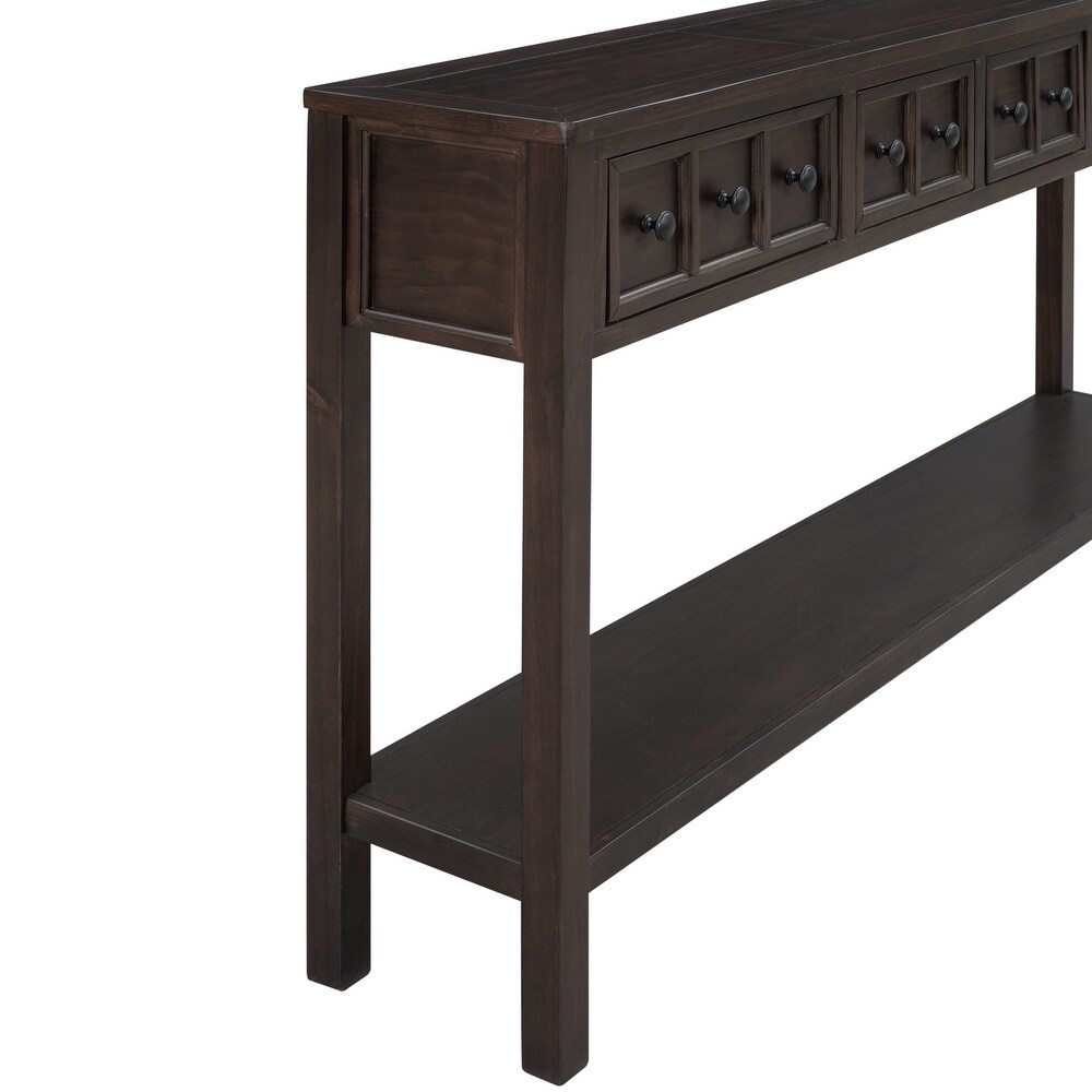 Console Sofa Table with 2 Different Size Drawers and Bottom Shelf