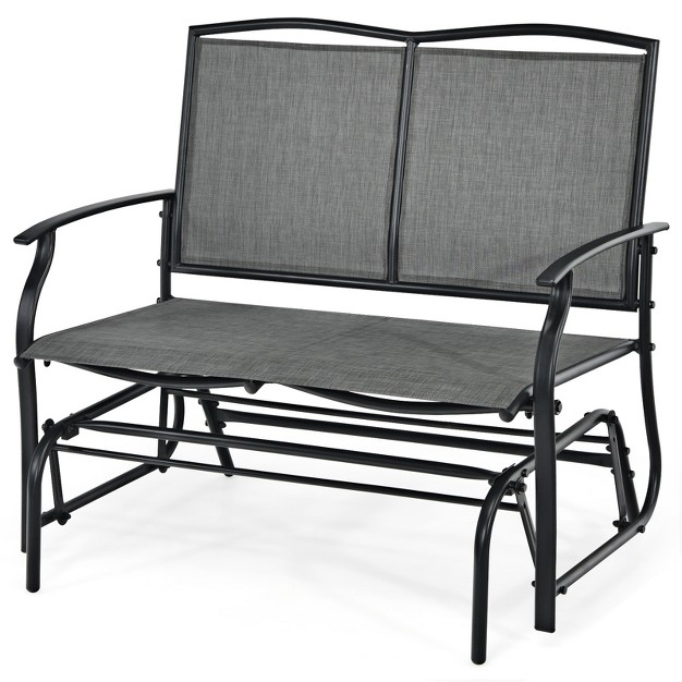 Tangkula 2 Person Swing Glider Bench Patio Rocking Lounge Chair W steel Frame For Garden Backyard Balcony Gray black