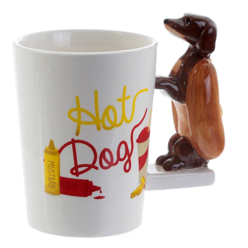 Puppy Hot Dog Shape Ceramic Coffee Mug Tea Cup Novelty Gift