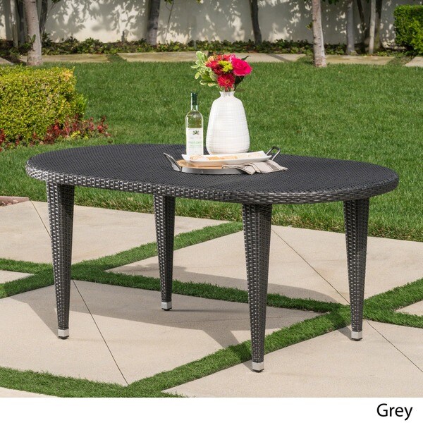 Dominica Outdoor Oval Wicker 69inch Wicker Dining Table by Christopher Knight Home