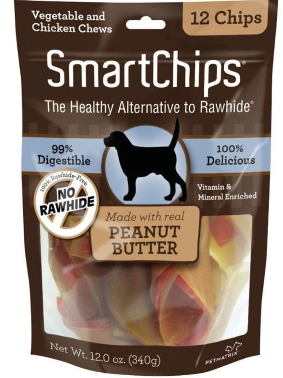 SmartBone SmartChips Peanut Butter and Chicken Rawhide Alternative Dog Chews， 12Pk.