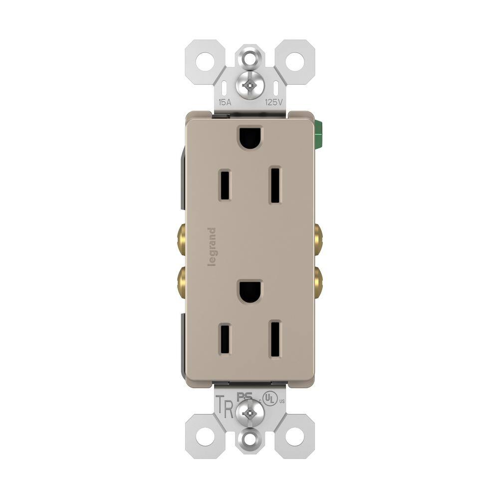 Legrand radiant 15 Amp 125 Volt Tamper Resistant Decorator Outlet Nickel 885TRNICC12