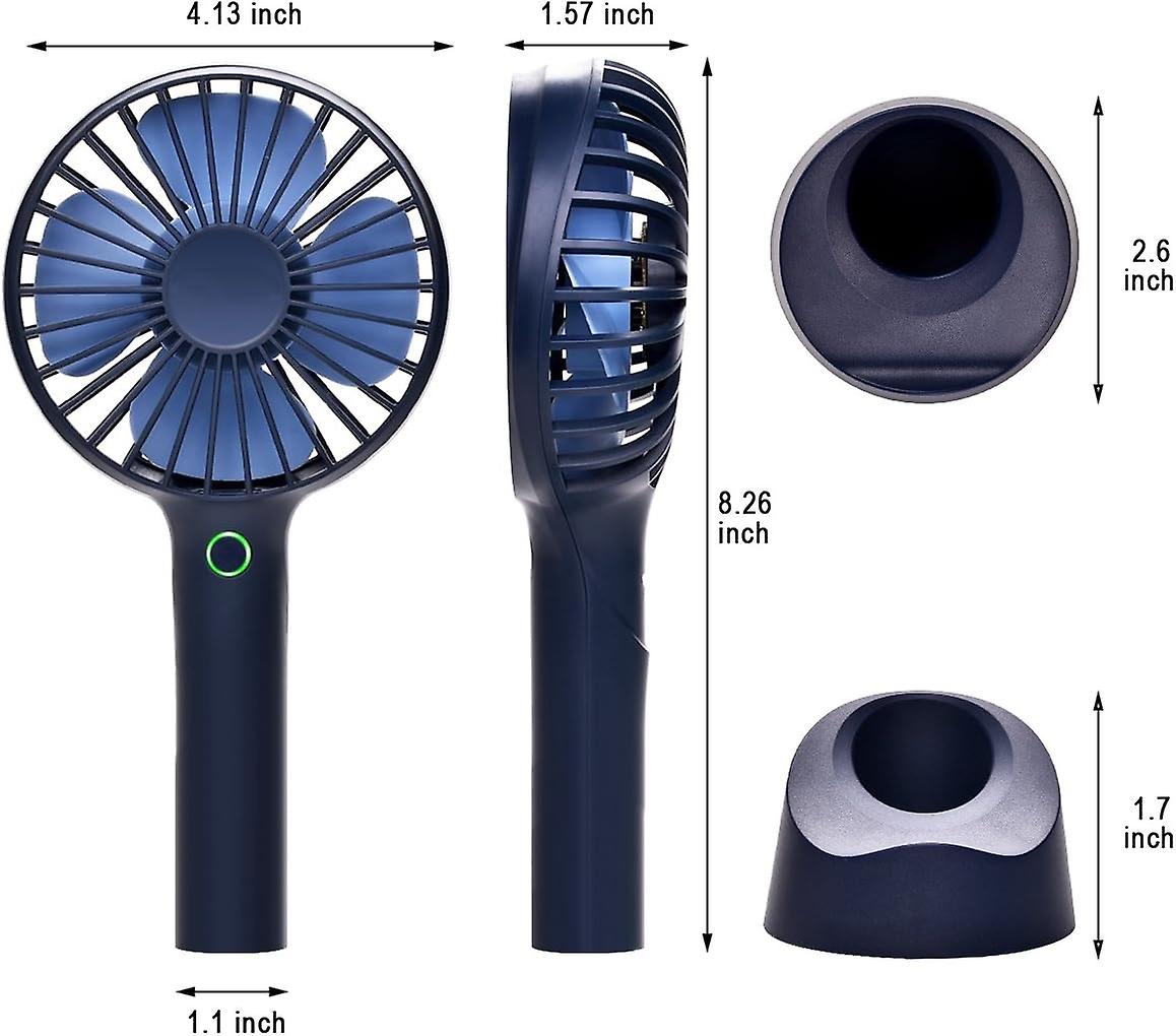 Mini Portable Usb Rechargeable Hand Held Handheld Fan With Base， 2500mah Battery， 4 Modes For Home， Office， Bedroom And Outdoor Travel (blue)