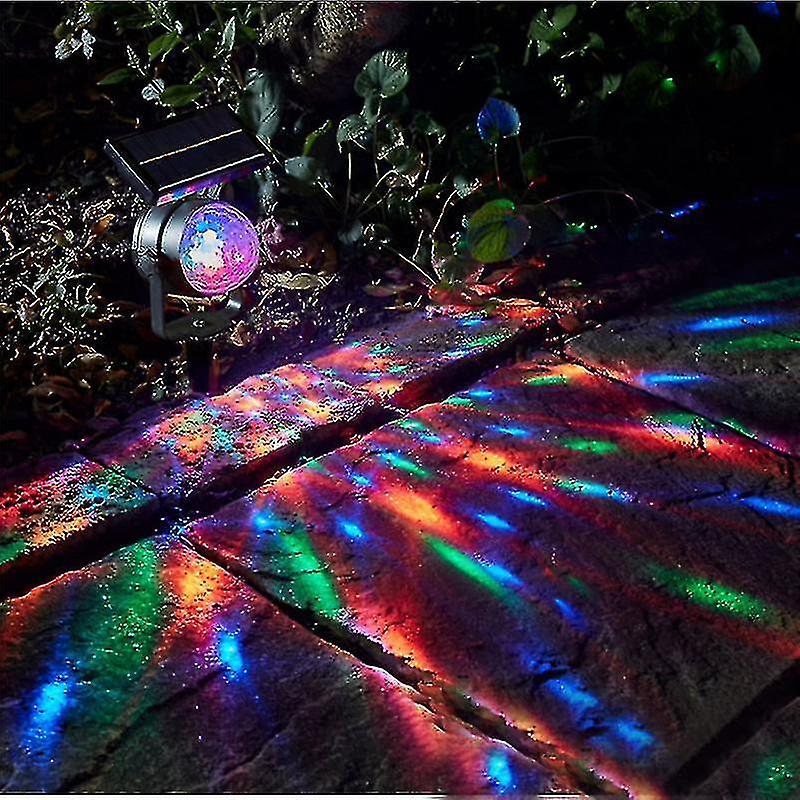 Auspicious-solar Rotary Spotlight For Lawn， Birthday， Party， Ktv， Wedding， Outdoor Colorful Spot Light Rotating Projection Lamp Outdoor Garden Lightin