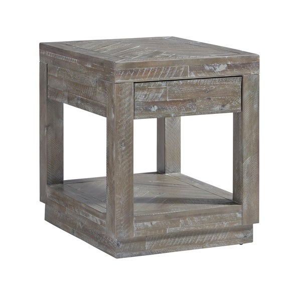 Carbon Loft Massoud Solid Wood 1-drawer End Table in Rustic Latte