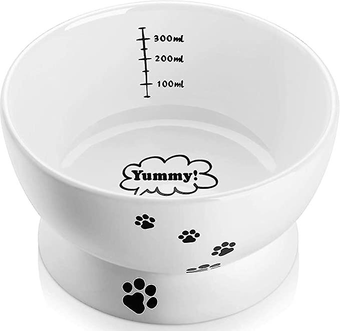 Cat Bowl， 15 Ounce Cat Water Bowl， Raised Ceramic Cat Food Bowl， Elevated Cat Dog Dish No Spill， Pet Bowls For Cats Or Small Dogs， Anti Vomiting， Meas