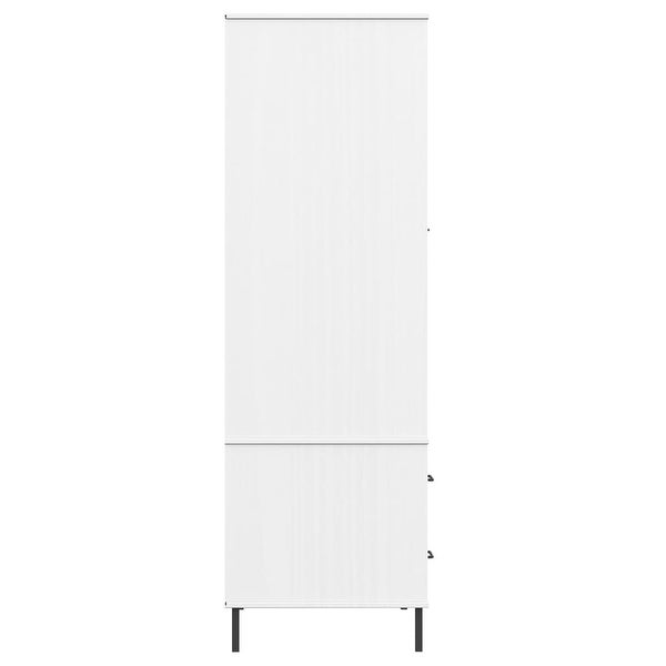 vidaXL Solid Wood Pine Wardrobe with Metal Legs OSLO Armoire Multi Colors - 35.4