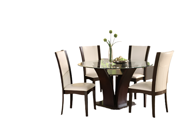 Daisy Round Table and 4 White chairs