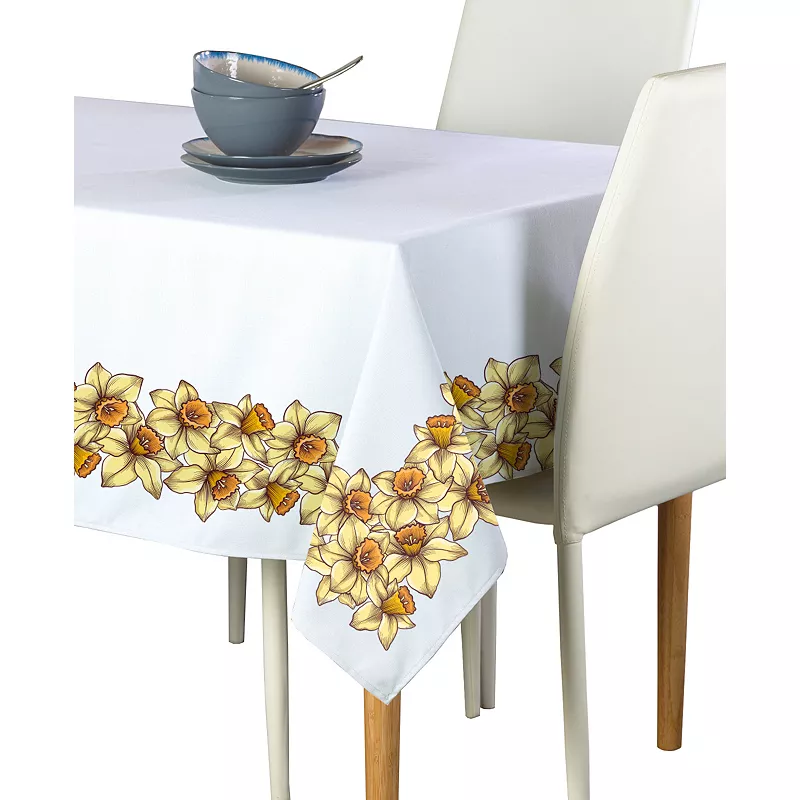 Square Tablecloth， 100% Polyester， 54x54， Daffodil Garland