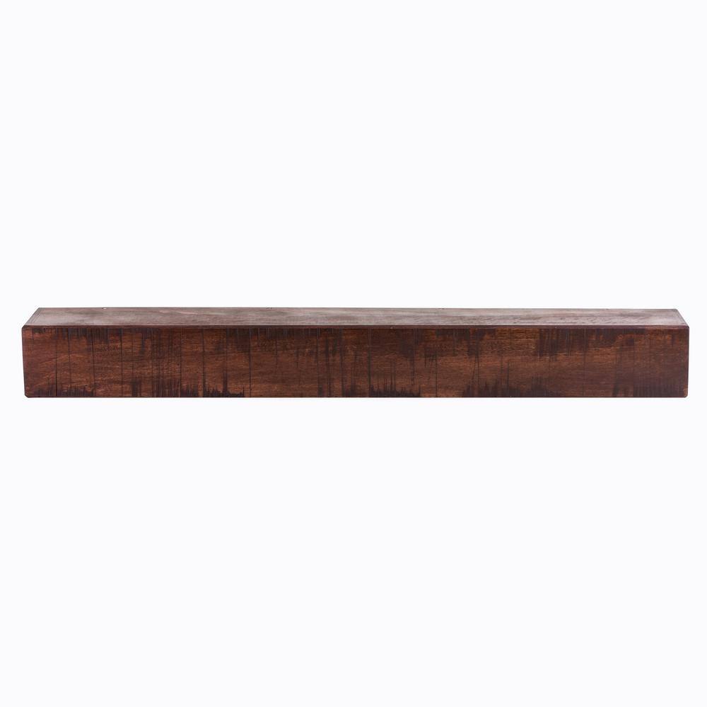 Dogberry Collections Rustic 60 in. Mahogany Cap-Shelf Mantel m-rust-6005-mhog-none