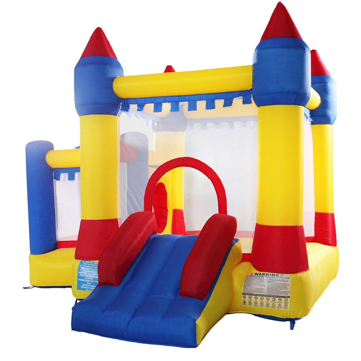 Pool Outdoor Garden Inflatable Bounce House Kid Jump and Slide Castle Bouncer with Trampoline Mesh Wall and Shooting Area Including Carry Bag Repair Kit Stake