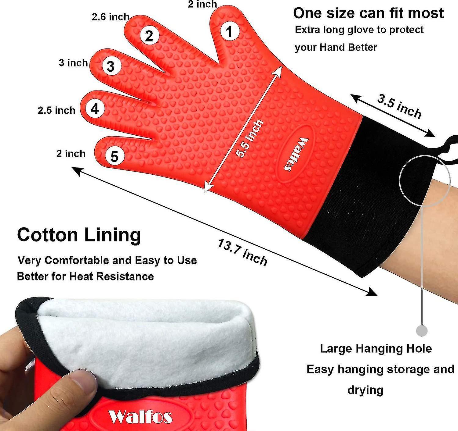 Bbq Utensil Grilling Gloves - Heat Resistant Silicone Oven Glove， Premium Non-slip Silicone Internal