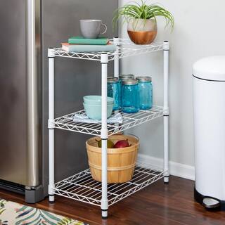 Honey-Can-Do White Heavy Duty 3-Tier Steel Adjustable Shelving Unit (24 in. W x 30 in. H x 14 in. D) SHF-09619