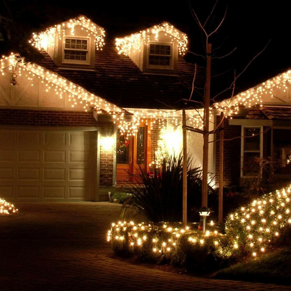 13FT Extendable LED String Lights,Waterproof Outdoor Fairy Lights Curtain Lights Icicle Lights for Christmas Garden Patio Party Decoration