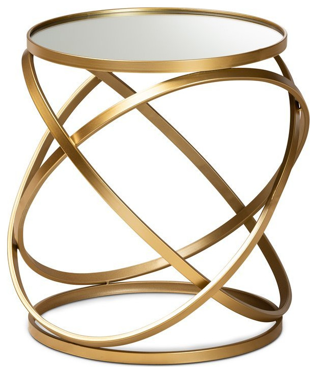 Baxton Studio Glam and Luxe Gold Finished Metal and Mirrored Glass End Table   Side Tables And End Tables   by Dot  ampBo  Houzz