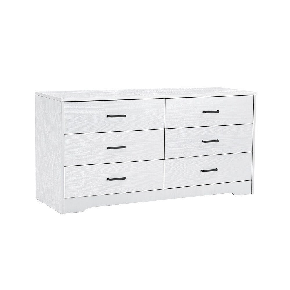 6 Drawers Wood MDF Boards Dresser  White