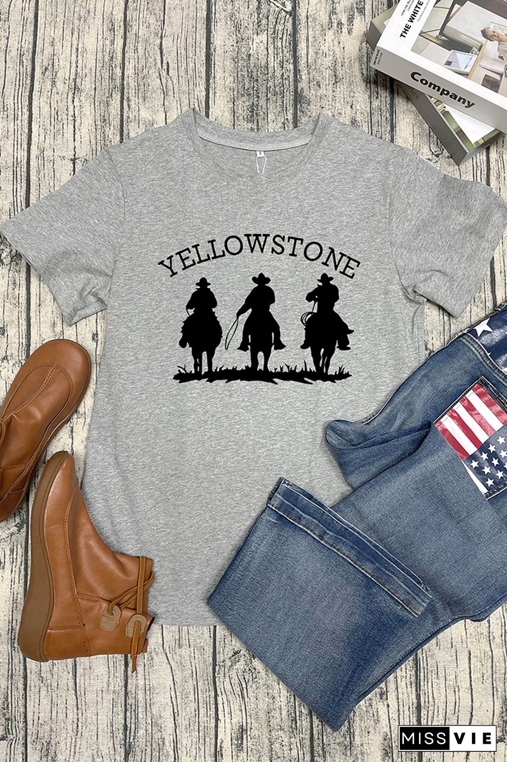 Yellowstone Cowboy Printed Short Sleeve Graphic Tee Wholesale