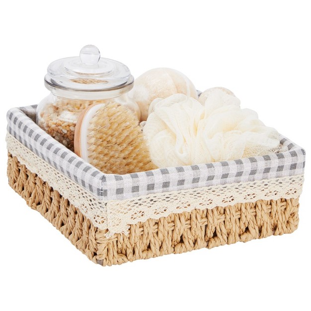 Farmlyn Creek Set Of 3 Rectangular Wicker Baskets For Organizing With Removable Fabric Liners Rectangular Home Storage Bins For Pantry Items 3 Sizes