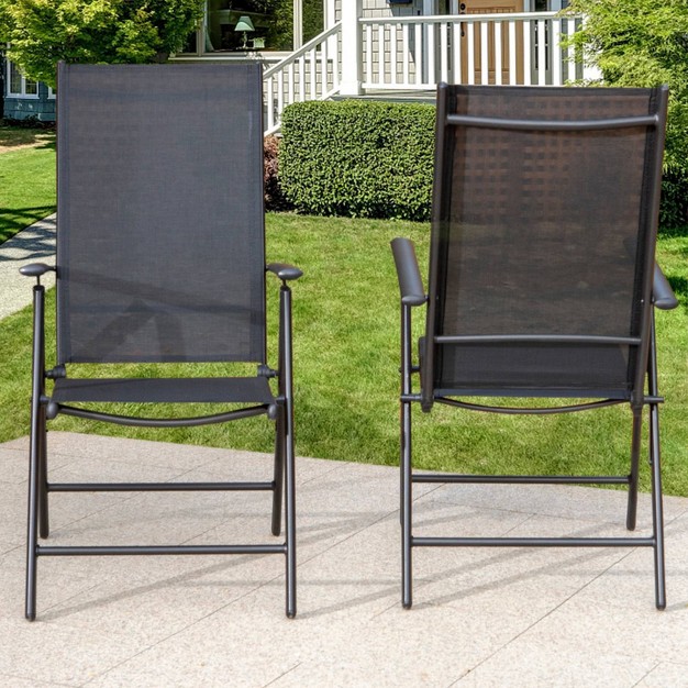 2pk Outdoor 7 Position Arm Chairs With High Backs amp Aluminum Frames Captiva Designs