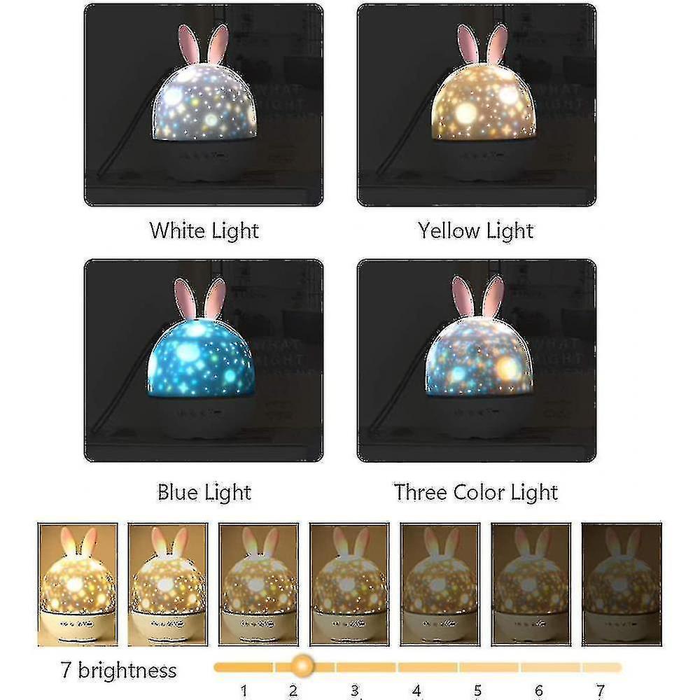 Night Light Child Lamp Star Projector， 360 Musical Rotation Night Light + Timer + Remote Control