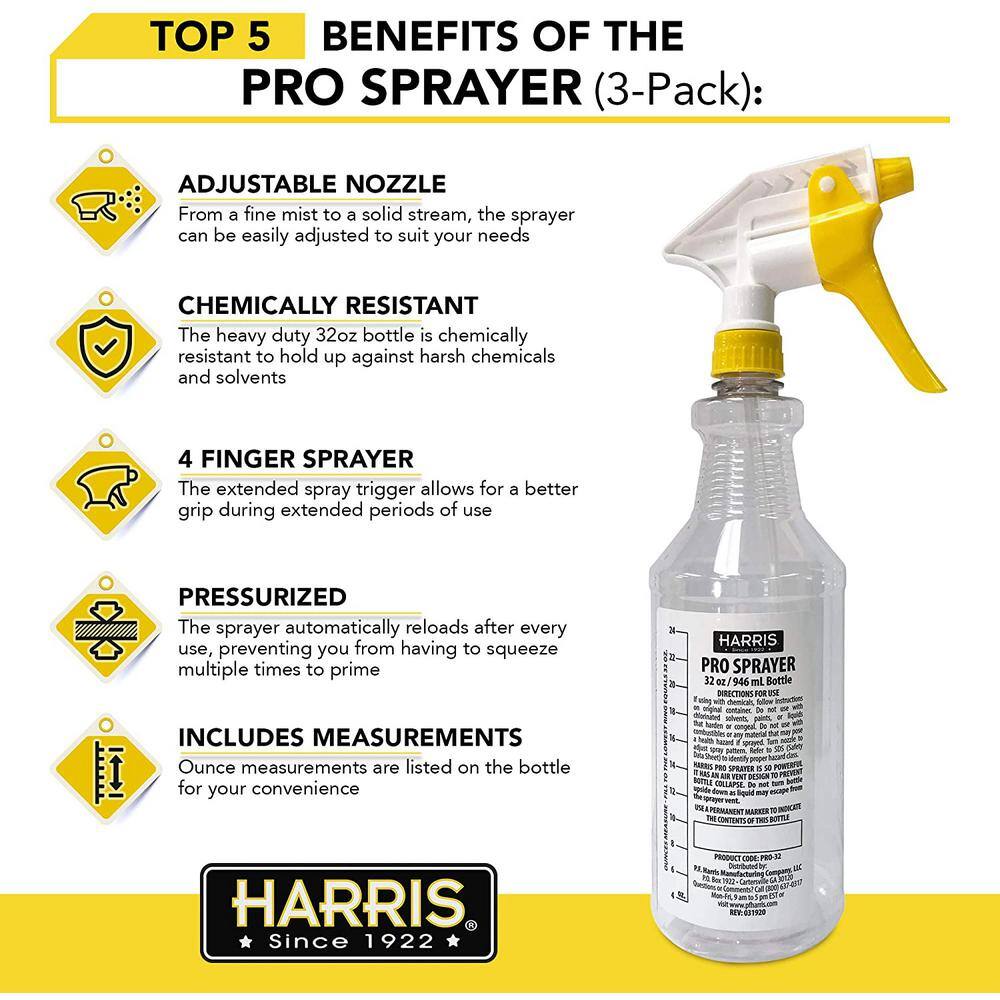 Harris 512 oz. 20% Vinegar Weed Killer and One 32 oz. and One 55 oz. Spray Bottle (4-Pack) 4VWEED128-PROF