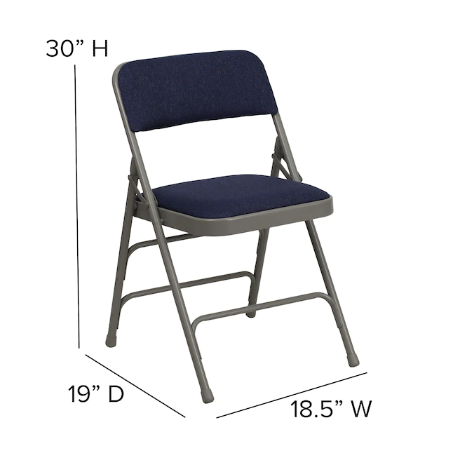 Flash Furniture Navy Fabric/Gray Frame Banquet Folding Chair with Upholstered Seat (Indoor)